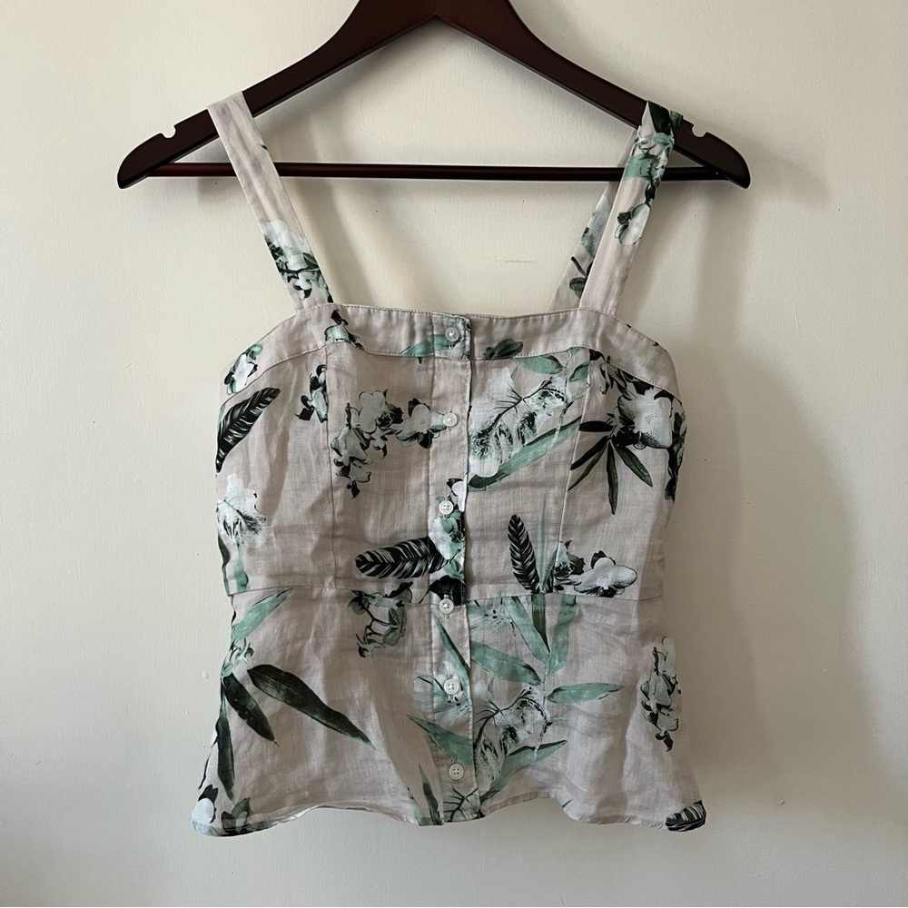 Banana Republic floral linen ramie  tank